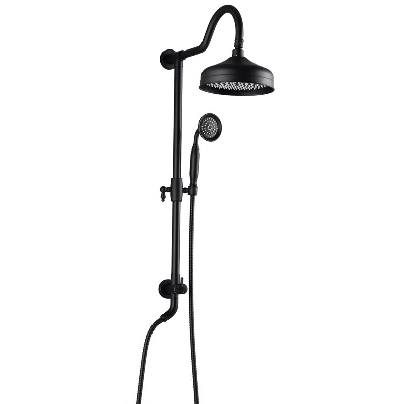 Handheld Shower And 8" Rainfall Head In Matte Black With Durability Package Showers, Matte Black