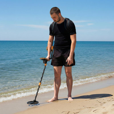 High Accuracy Metal Detector 8 Inch Waterproof Coil LCD Display Adjustable Length All Metal Discrimination Modes 8 Inch Detection Depth TS155 Orange for Adults Kids Outdoor Lawn Garden Gold