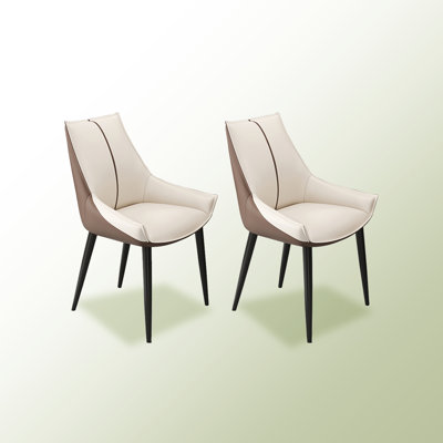 34.25"" White + Brown Solid Back Upholstered side Chair(Set of 2) -  Corrigan StudioÂ®, 84590F0DF09D47B188C9C39D8D10D4A8