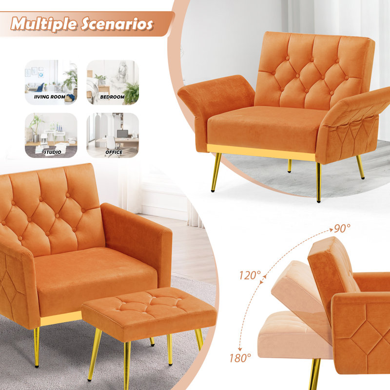 2 - Piece Velvet Living Room Set, Orange