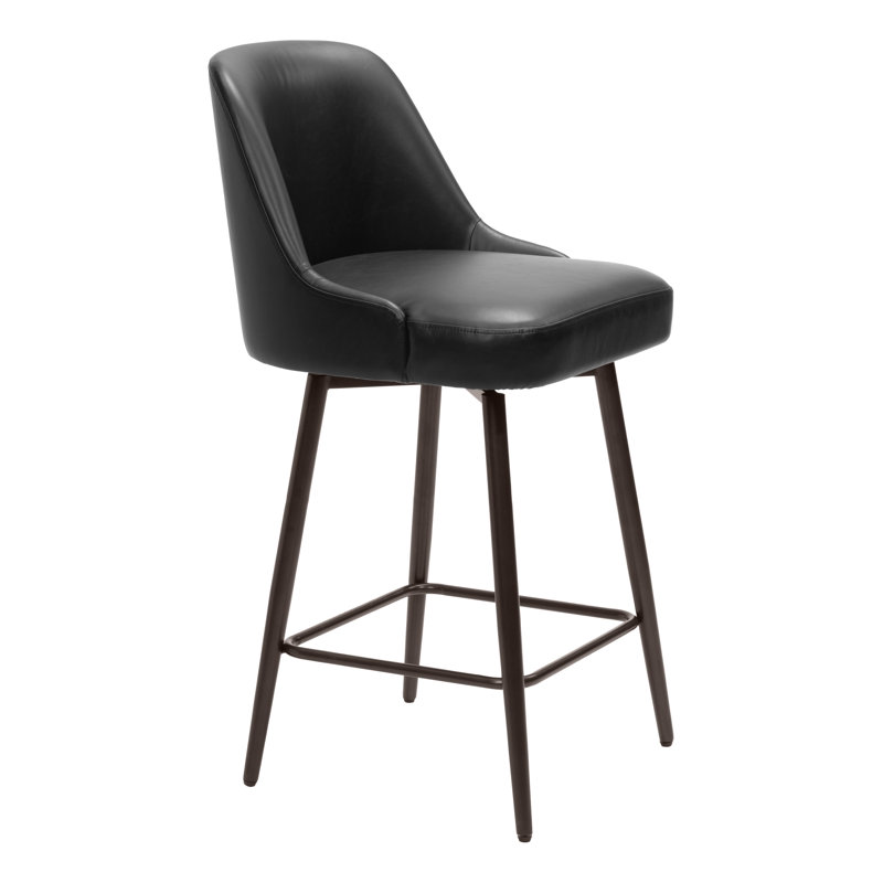 Tabouret pivotant Zack Keppel, Hauteur de l'assise: 26,4 po, Noir / bronze