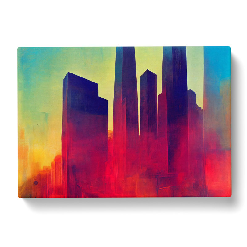 Endearing City Skyline Architecture Abstract - Wrapped Canvas, 40cm H x 60cm W x 3cm D