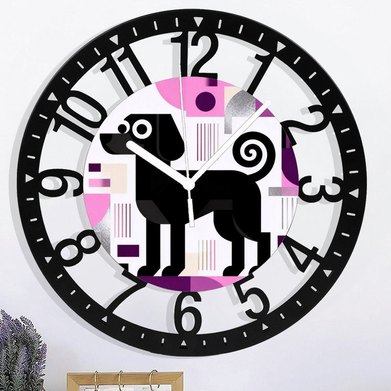 Horloge murale ronde en fer 10 po avec mouvement à quartz silencieux, chiffres arabes, impression UV, Rose