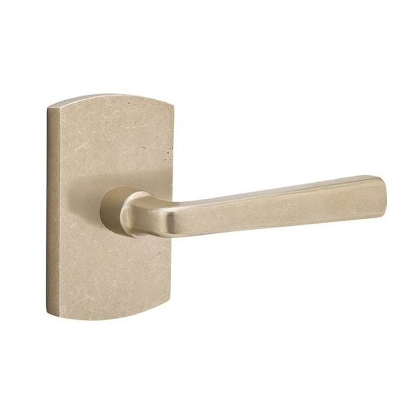 Cimarron Flat Passage (Hall & Closet) Door Lever with Rectangle Rosette, Tumbled White Bronze, Right