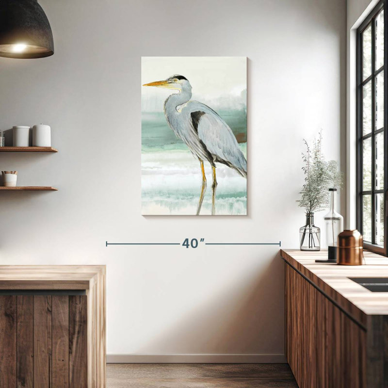 Brampt Heron On Seaglass I, 36" H x 24" W