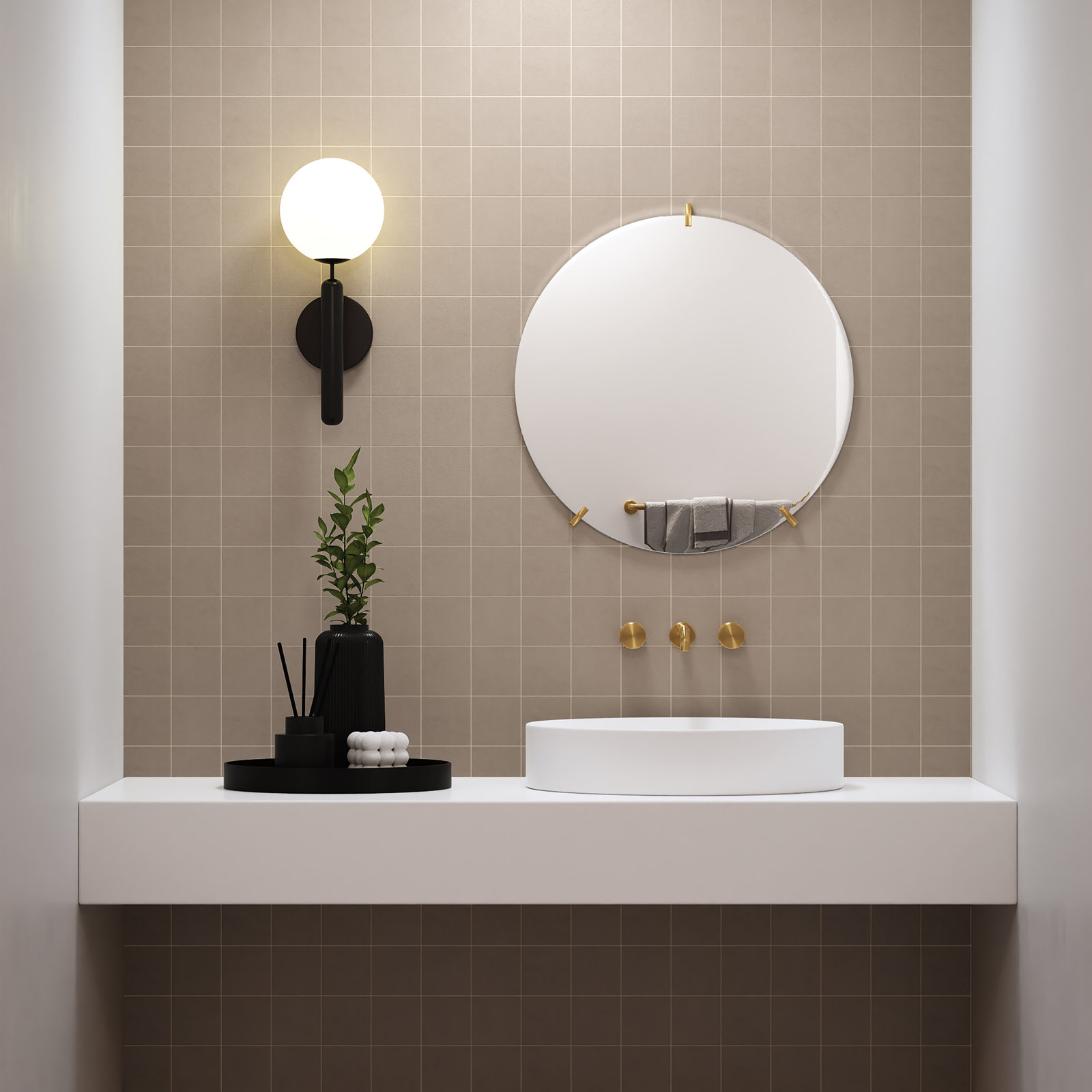 Sahara 4" x 4" Porcelain Tile, Taupe