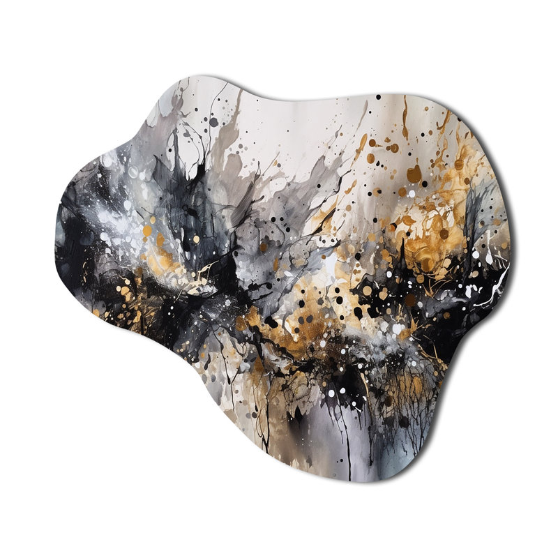 Gris gris délicat abstrait coups de pinceau III - décoration murale abstraite en forme de marbre en métal, sculpture murale asymétrique en métal