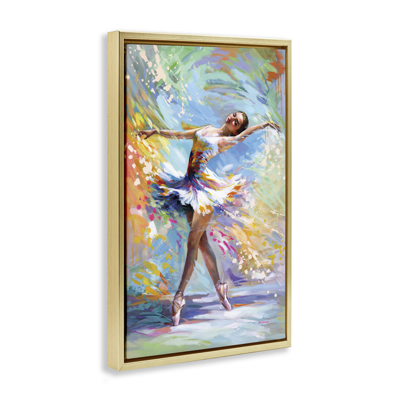  «Ballerina on Pastel Splatter», toile flottante encadrée par Leon Devenice, H 25 po x l 17 po