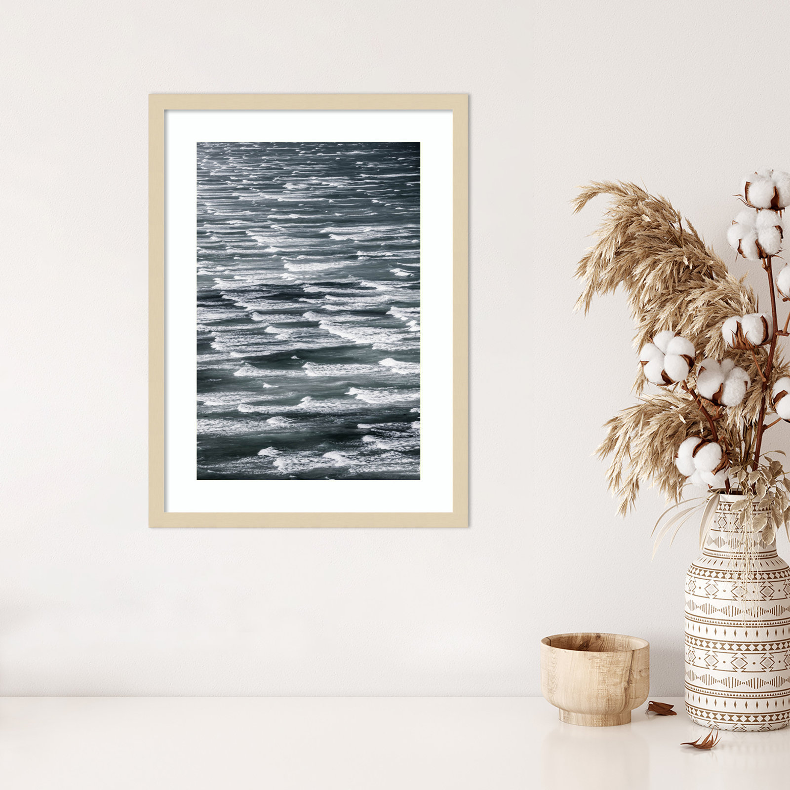 Daisey "Infinite Waves 02" Print, Brown Framed, 25" H x 19" W