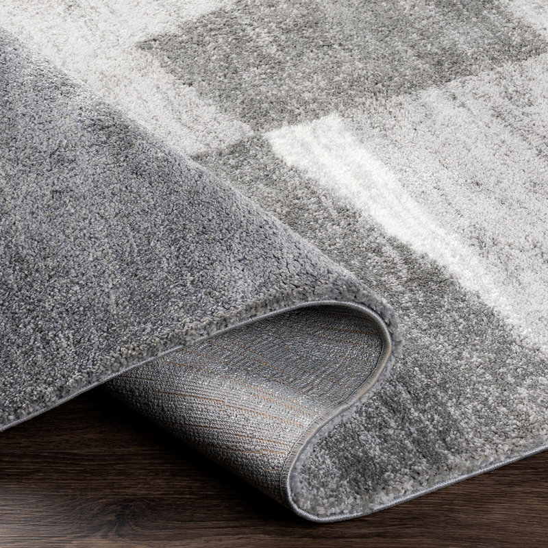 Distefano Machine Woven Geometric Gray Area Rug, Rectangle 7'10" x 10'