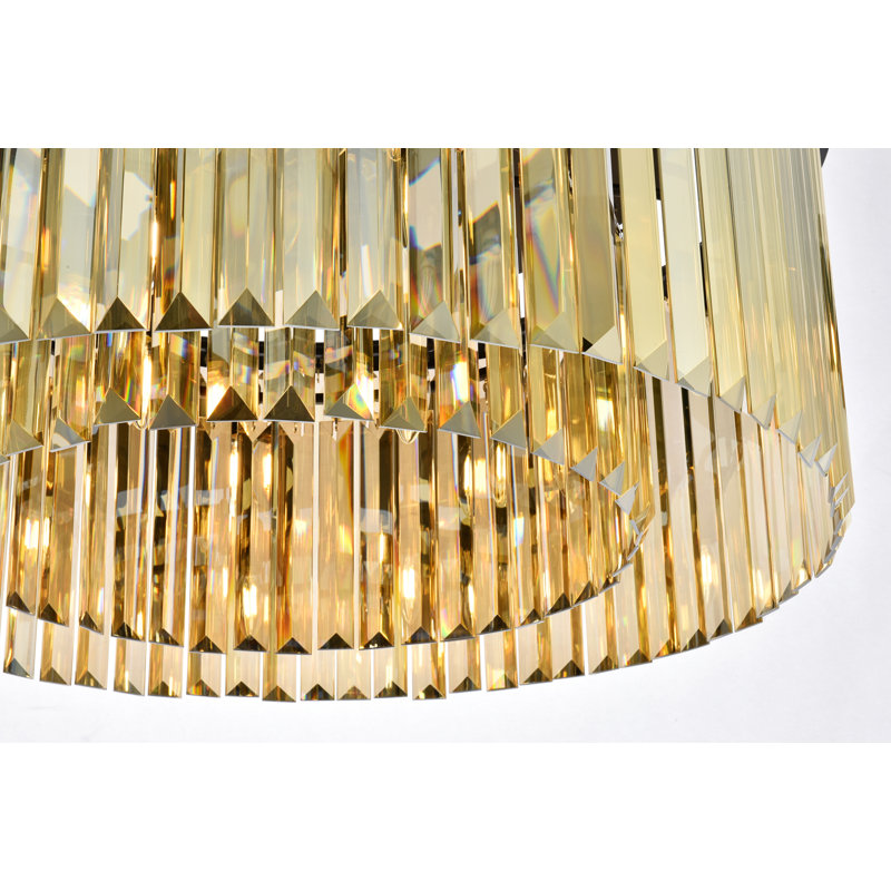 Yazmin Crystal Flush Mount, Matte Black, Smoky