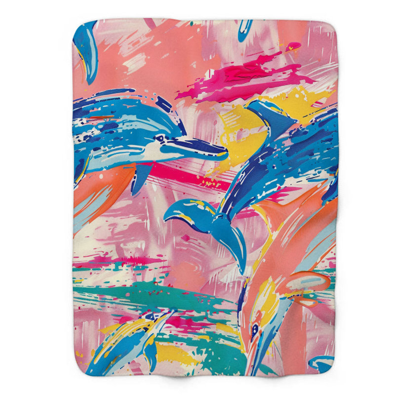Vibrant Marine Art - 1 pièce Sherpa Premium, L 50 po x L 60 po