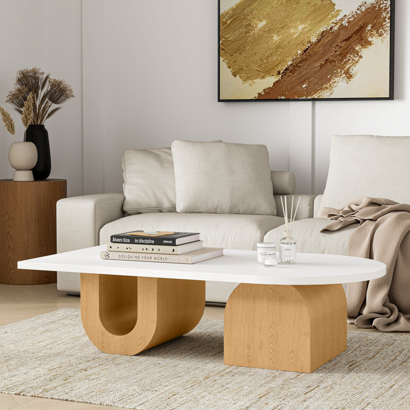 Pamala Wood Veneer Coffee Table Modern
