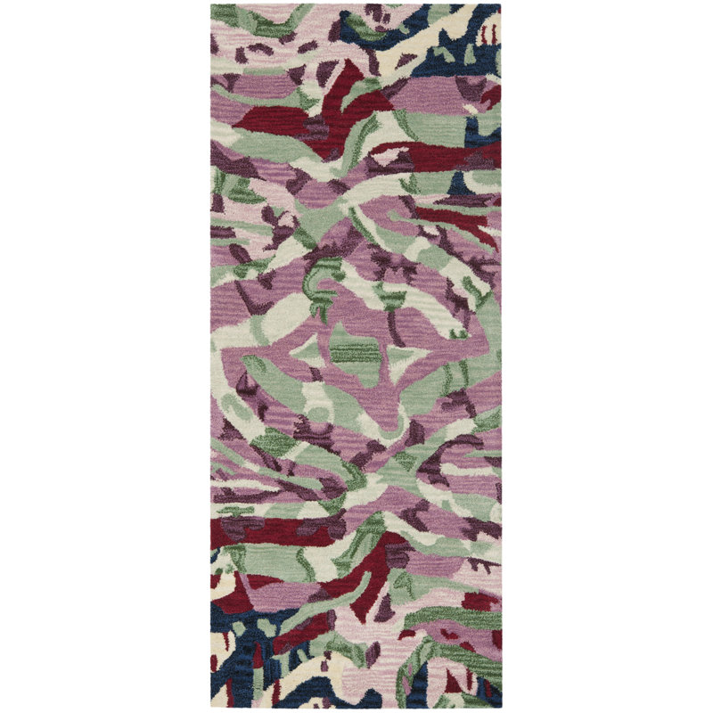 Amier Hand Tufted Wool And Viscose Abstract Rug, Runner 2'6" x 6'
