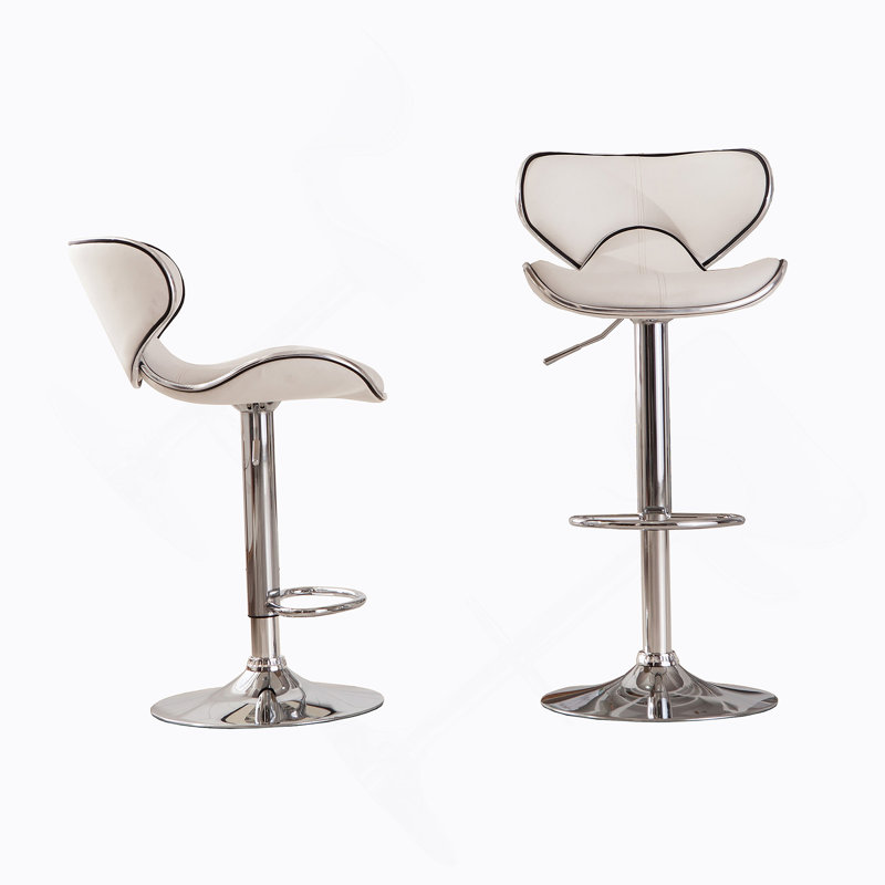 Ensemble de 2 tabourets pivotants réglables Masaccio avec base chromée Airlift, blanc