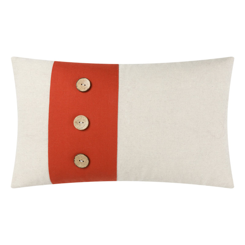 Housse de coussin décoratif décorative avec boutons en lin 12 x 20 pouces, Orange