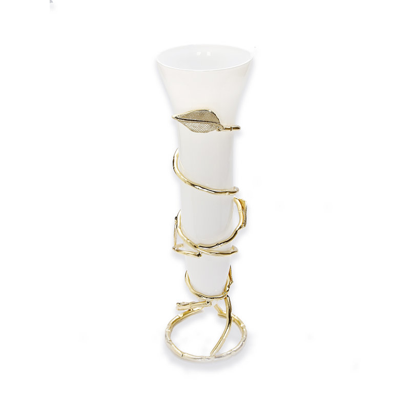 Vase de table en verre transparent / blanc 16,5 po Calise