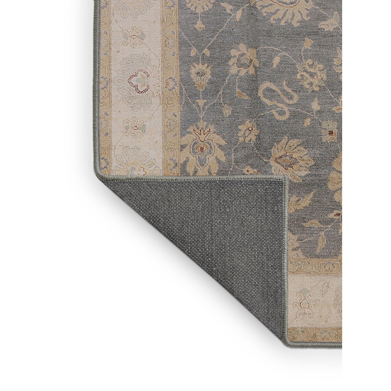 Tapis oriental ivoire / bleu marine Rikulf, Rectangle 8 pi x 10 pi