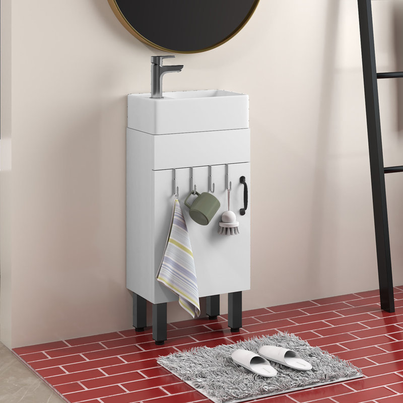 Freestanding Bathroom Cabinet, White/Black