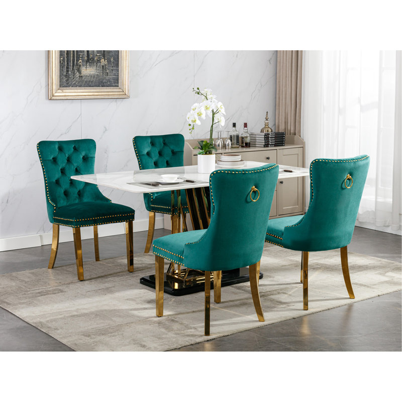 Chaise d'appoint rembourrée Gaudet Fulkerson, Vert, Doré