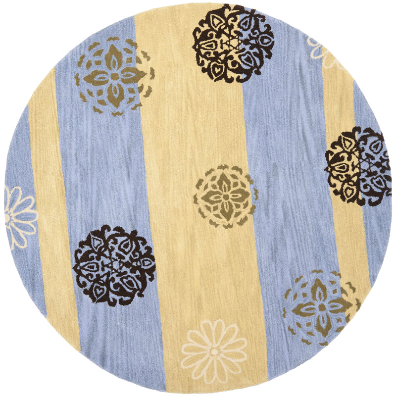 Colette Soho Hand Tufted Wool & Viscose Pile Floral Rug, Round 6'