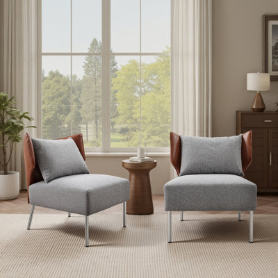 Upholstered Accent Barrel Chair With Removable Back Cushion Set Of 2
