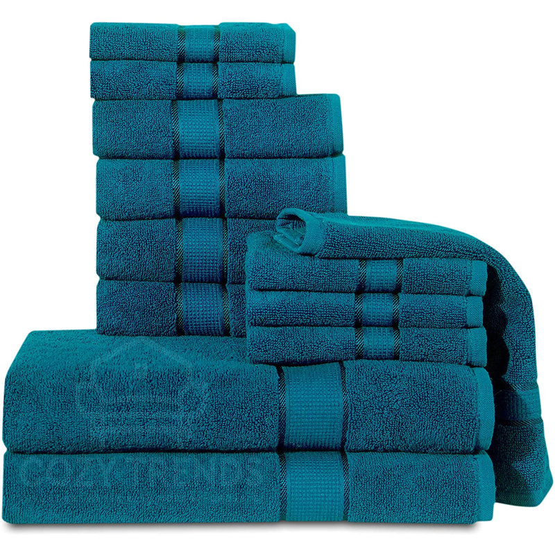 Ensemble de serviettes 18 pièces 100% coton, Sarcelle