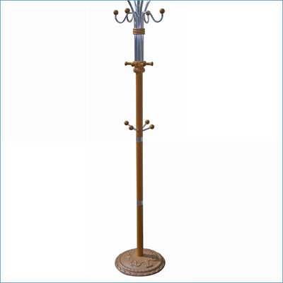 Portemanteaux 73 po de hauteur chrome & amp; Finition bois chêne | Chêne | Bois