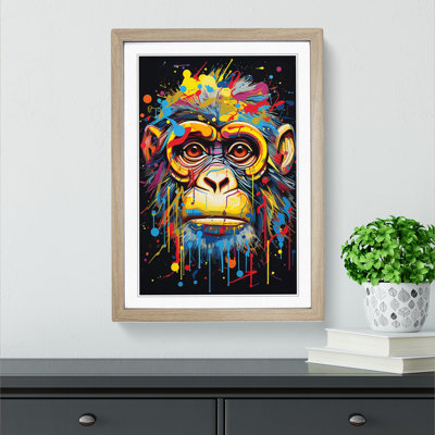 Monkey Abstract - Single Picture Frame Print on Wood
