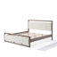 Lit avec tête de lit en tissu ivoire, structure en bois-154067378
