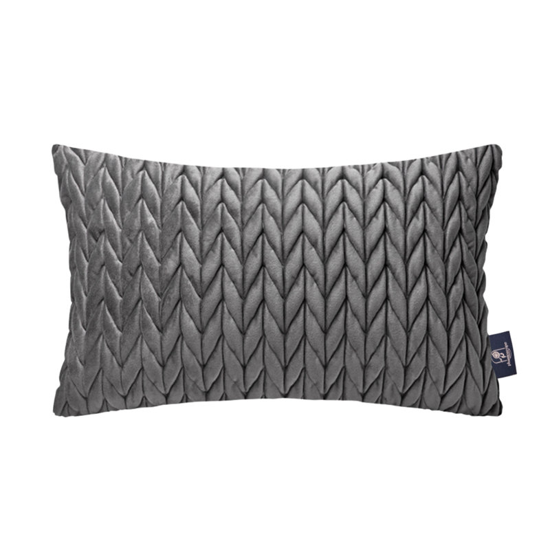 Coussins en velours matelassé, coussin décoratif texturé tressé, Gris foncé, Rectangle H 12 po x l 20 po