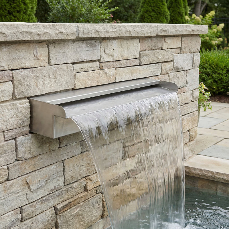 Waterfall Pool Fountain – Corrosion-Resistant Spillway For Swimming Pool And Pond Decoration, 4'' H x 35.4'' W x 4.4'' D