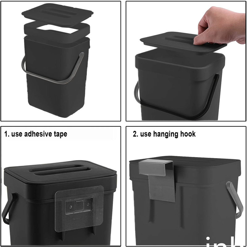 Small Trash Can with Lid, Black