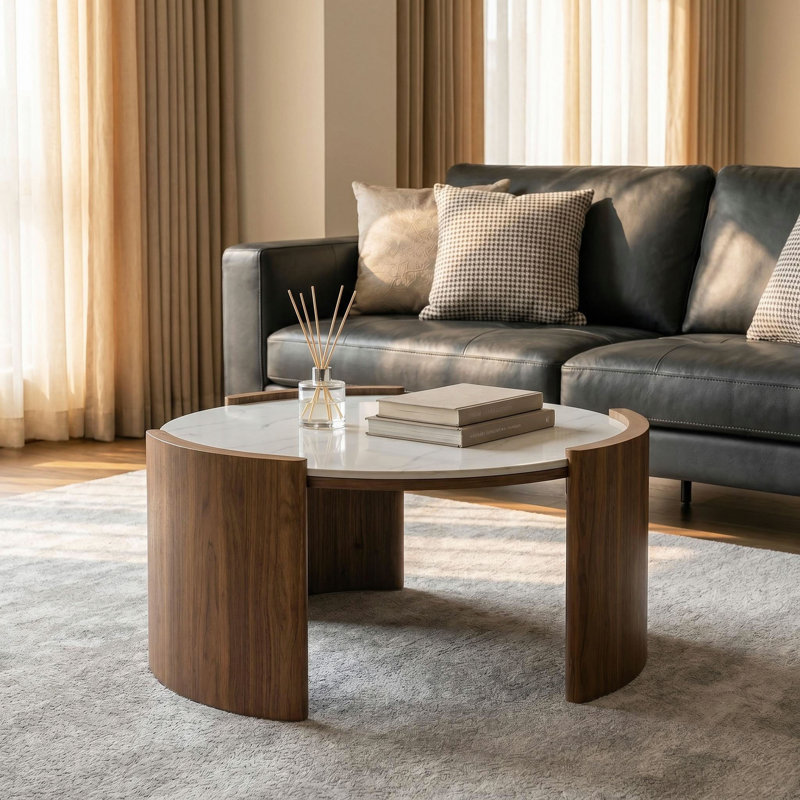 Table basse Modern Modern, White/Grey Top/Walnut Base