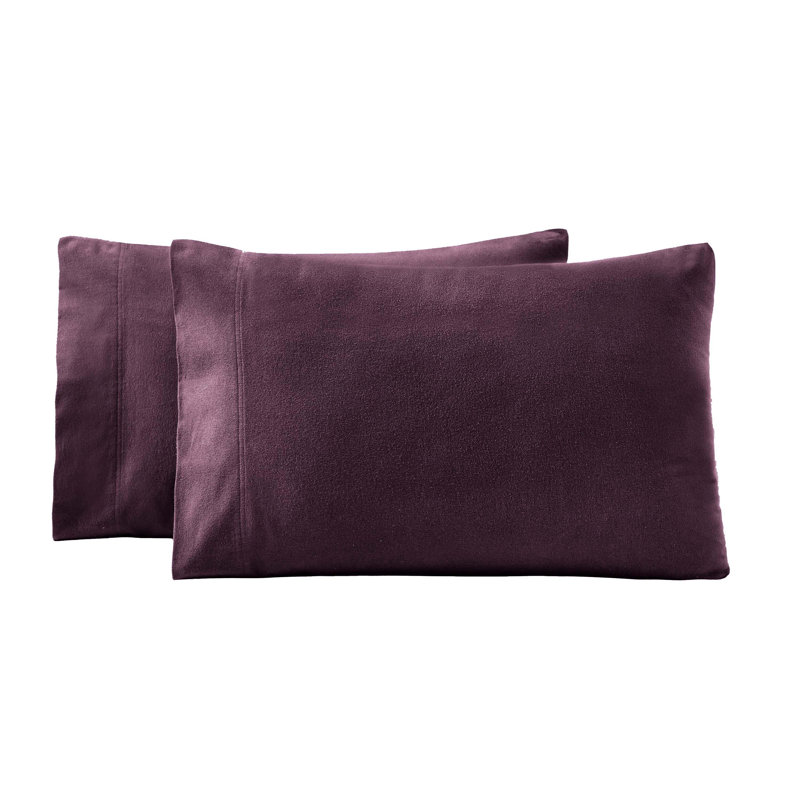 Modern All Season Solid Flannel Cotton Pillowcase, King Pillowcase, Purple