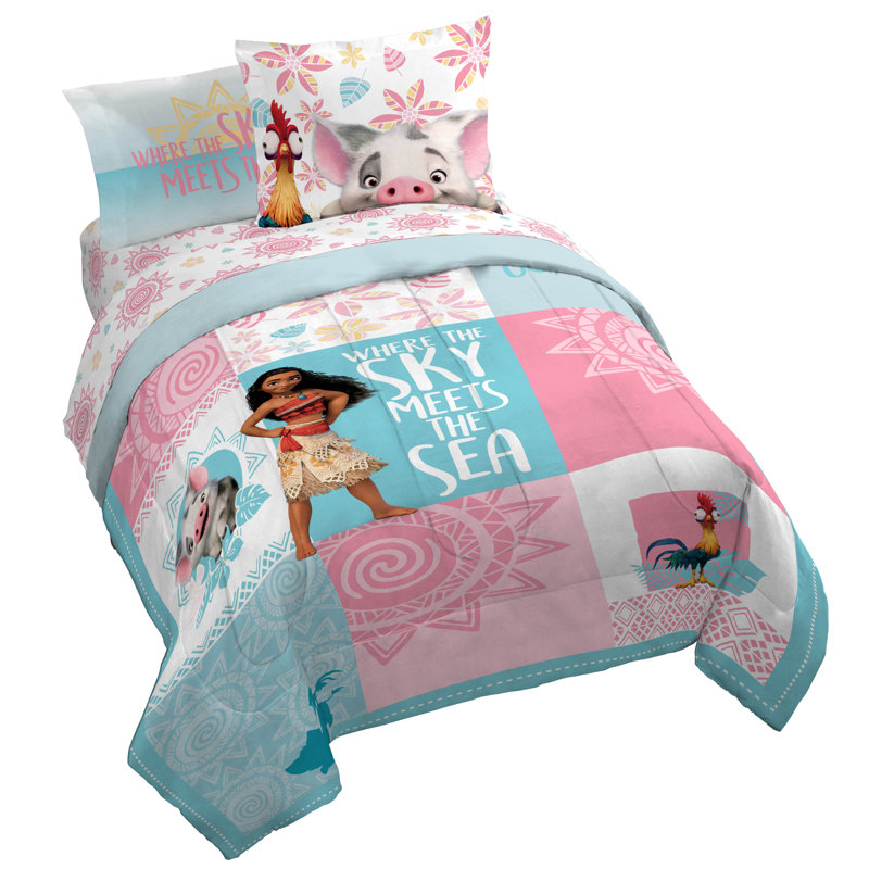Ensemble de literie 7 pièces avec taies décoratives Disney Moana Sky & Sea, Édredon grand + 6 pièces supplémentaires