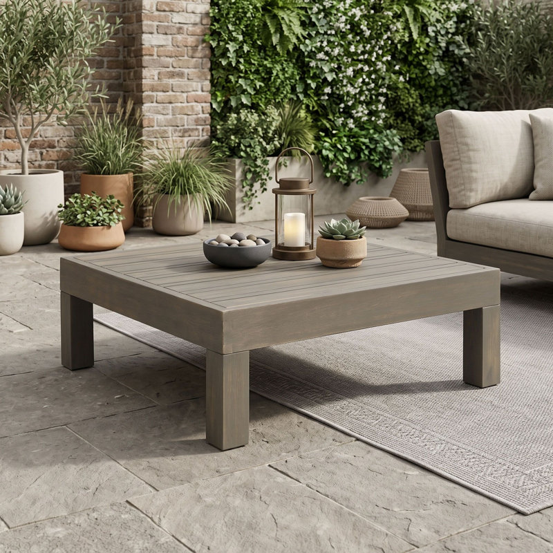 Table basse d'extérieur en bois, Gris