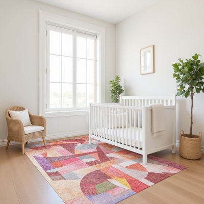 Premium Machine Washable Lubbers AMF1757 Abstract Rug