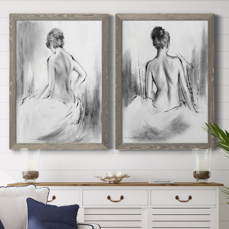 «Soft Silhouette V», ensemble de 2 reproductions sur toile, H 24 po x l 36 po, Toile encadrée, Gris