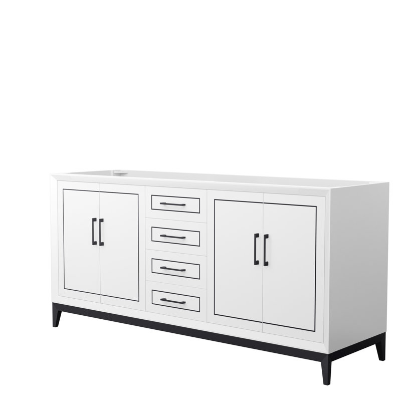 Base de meuble-lavabo double 71,75 po Marlena seulement, Blanc / noir