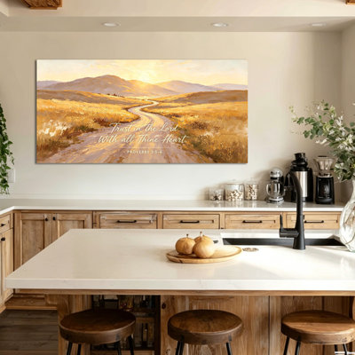  Grand art mural sur toile d'automne, peinture de paysage de campagne d'automne, décoration murale de photos d'automne pour le salon ou le vestibule, œuvre d'art tendue sur châssis de couleur terre, prête à être suspendue, 24 po x 47 po