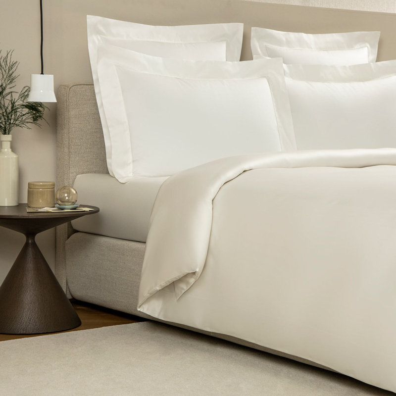 Grace Sateen Duvet Cover, Queen Duvet Cover, Milk