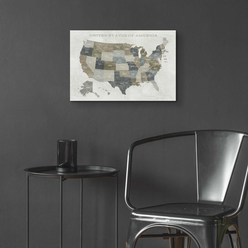 «Slate US Map» par Sue Schlabach, art mural en verre acrylique, H 16 po x l 24 po x P 0,2 po