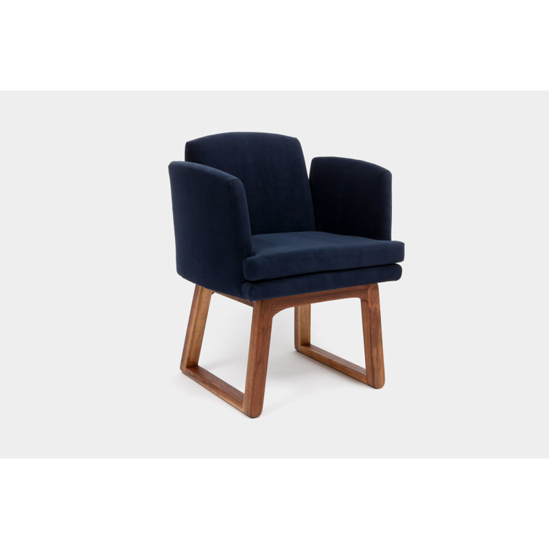 Allison 18'' H Velvet Upholstered Armchair, Deep Blue