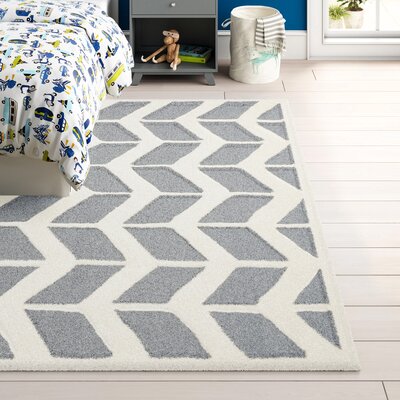 Ellicott Chevron Handmade Tufted Wool Dark Gray/Ivory Area Rug -  George Oliver, AC3DE70E100A4564A357A1B2B3F27699