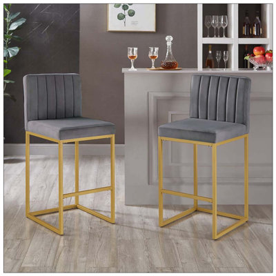 Tabouret à hauteur de comptoir moderne avec dossier plein et pieds robustes en fer