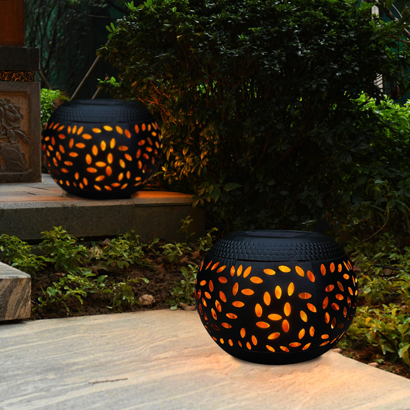 4.3'' Solar Table Lights Outdoor Waterproof - 2 Pack Metal Tabletop Light Solar Powered Decorative Lighting Lantern, Black