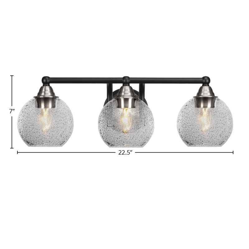 Michell 3-Light Bath Bar, Matte Black/Brushed Nickel
