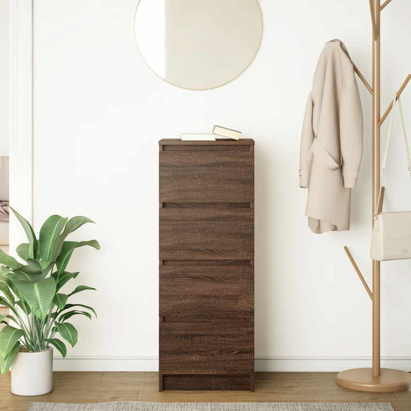Sideboard 37.5X35x99 Cm Engineered Wood, Brown Oak