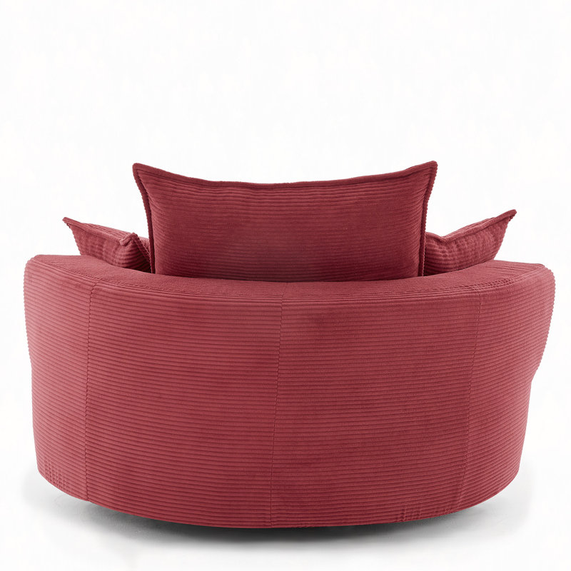 360°Swivel Sofa Chair Accent Barrel Chair 57.5" Swivel Round Chair With Dual-Layer Cushion Design And 3 Removable Pillows, Bedroom, Office And Hotel